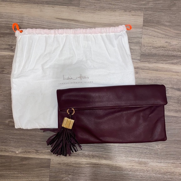 India Hicks Leather Tassel Clutch